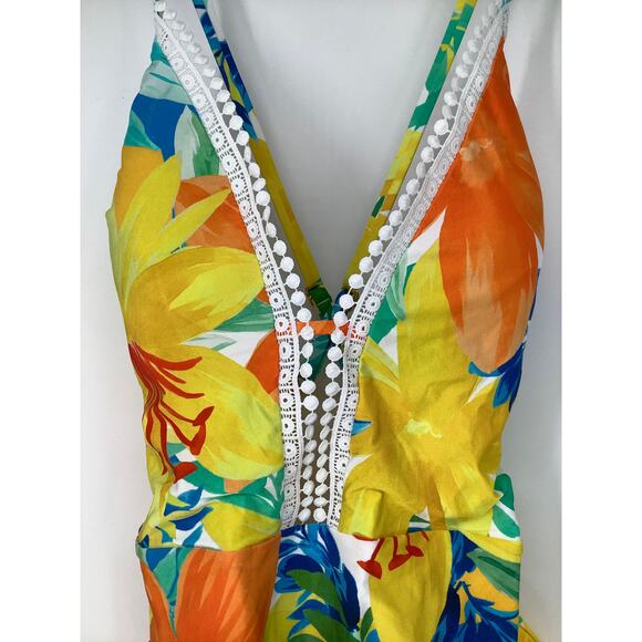 Sunshine 79 Women's 12 Yellow Floral Summertime Vibes One Piece Swimsuit G11-5 - Picture 4 of 8